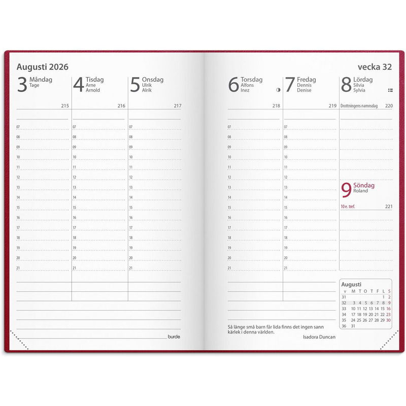 Kalender Prestige 2026 konstläder röd