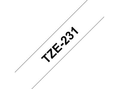 Märkband Brother Tze231 12mm Svart/Vit 8m