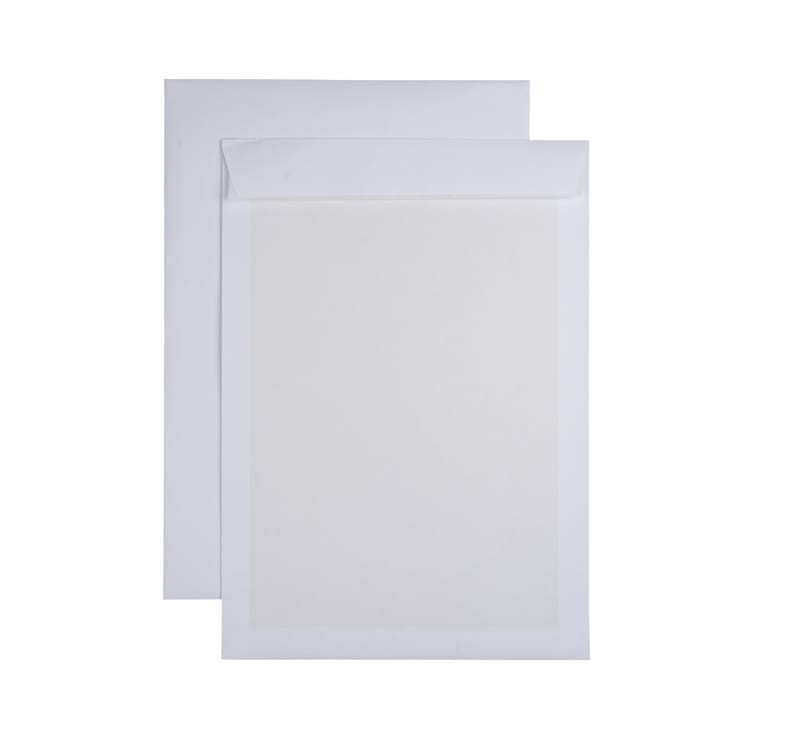 Pappryggspåse 310x440mm stripseal vit 120/450g, 100/fp