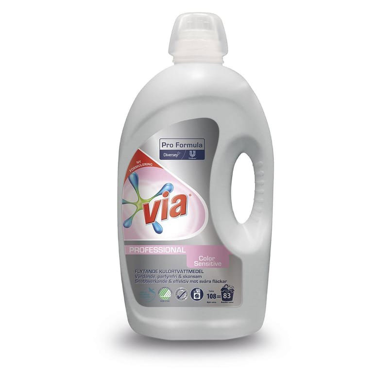Tvättmedel Via Flytande Color Sensitive oparfymerad 4,32L