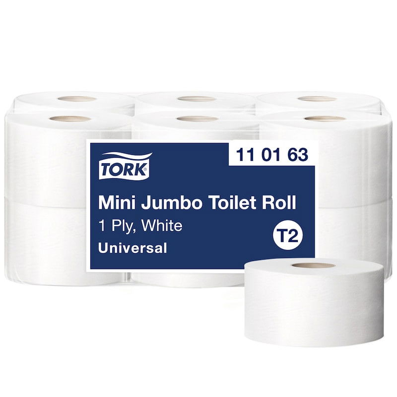 Toalettpapper TORK Mini Jumbo T2 1-lag Vit 240m, 12/fp