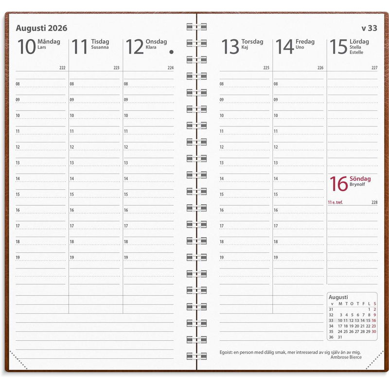 Kalender Interplano 2026 Cognac Konstläder
