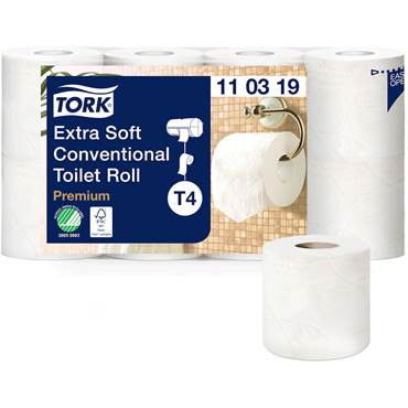 Toalettpapper Tork T4 Premium E-soft 3-lag Vit, 19m, 56 rl/bal