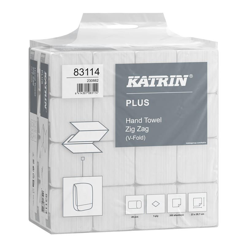 Pappershandduk Katrin V-Fold Plus 1-lg 207x230mm, 6000/fp