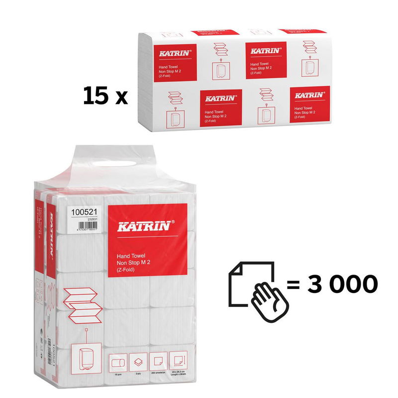 Pappershandduk KATRIN Z-vikt Non Stop M 2-Lagers, 3000/fp