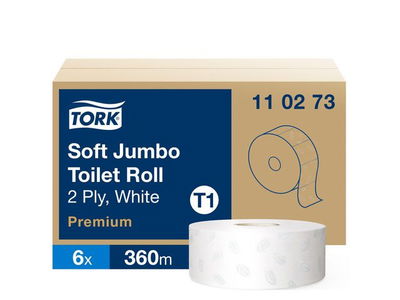 Toalettpapper Tork T1 Jumbo Premium 2-lg Vit 360m, 6/FP