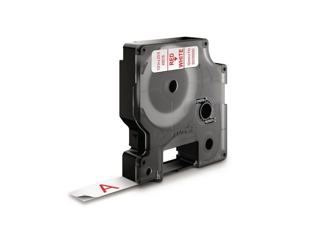Märkband DYMO D1 12mm röd på vit