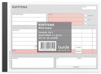Kvittensblock Onumrerad 50 Sidor Med Kopia A5L
