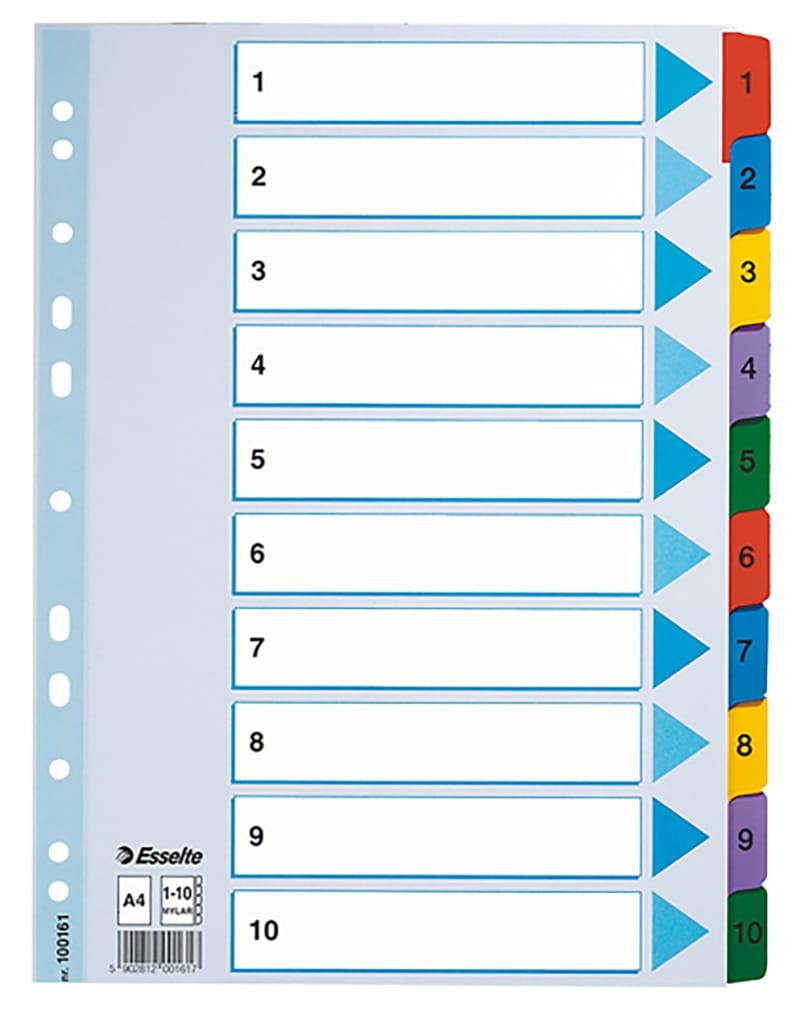 Pärmregister Esselte Mylar 1-10 A4