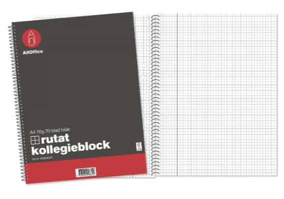 Kollegieblock AO A4 70g 70bl rutat, 10 st/fp