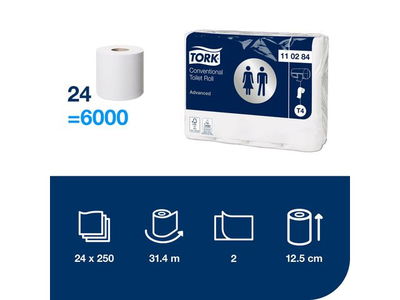 Toalettpapper TORK Advanced T4 2-Lag 31,4m, 24/fp