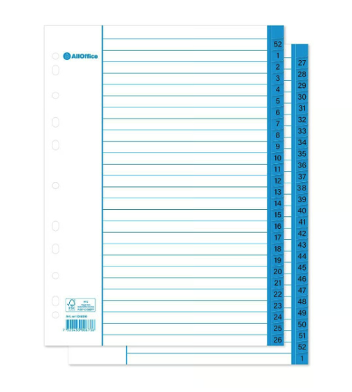 Pärmregister papper 1-52 A4