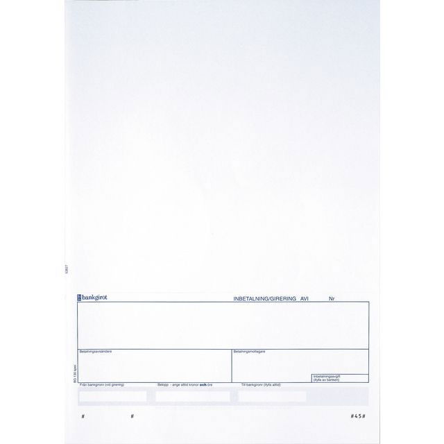 Standardblankett talong Bankgiro 250/fp
