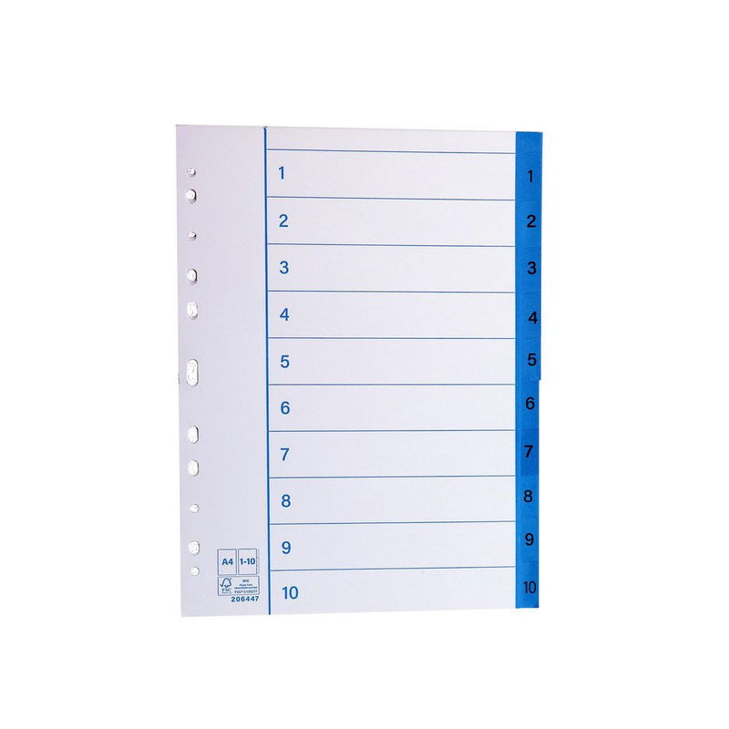 Pärmregister papper 1-10 A4, 10 st/fp