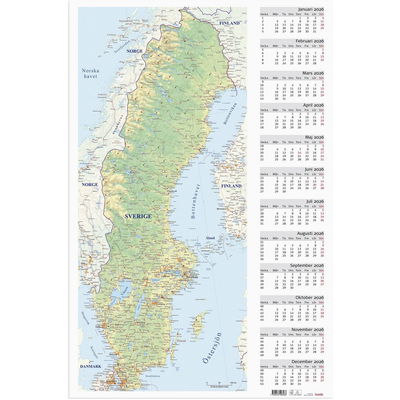 Väggblad Sverigekarta 2026