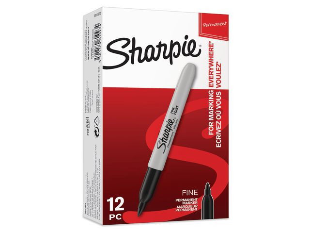 Märkpenna Sharpie Svart Fine, 12/fp