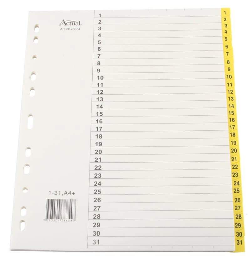 Pärmregister Plus flikförstärkta 1-31 A4+