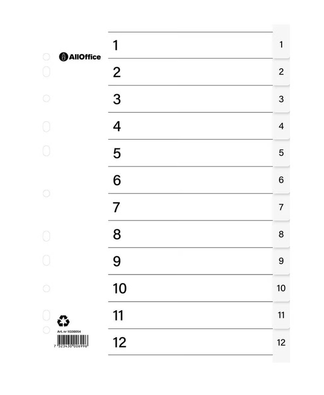 Pärmregister plast inkl. rubrikblad, A4 1-12