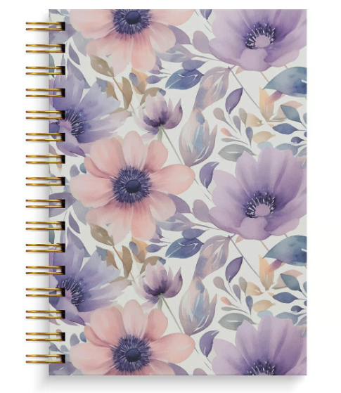 Anteckningsbok Burde Spiral Flower Linjerad Lila A5