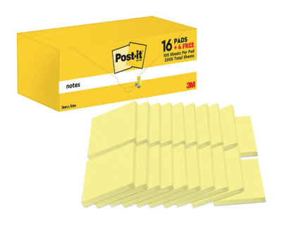 Notisar Post-it VP Canary Gul 100 blad 76x76mm, 20-pack