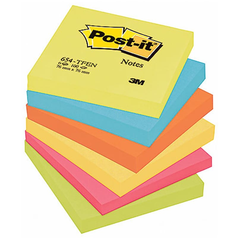 Notisar Post-it 654 Energetic 76x76mm, 6/fp