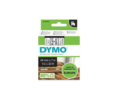 Märkband DYMO D1 24mm Svart/Vit 7m