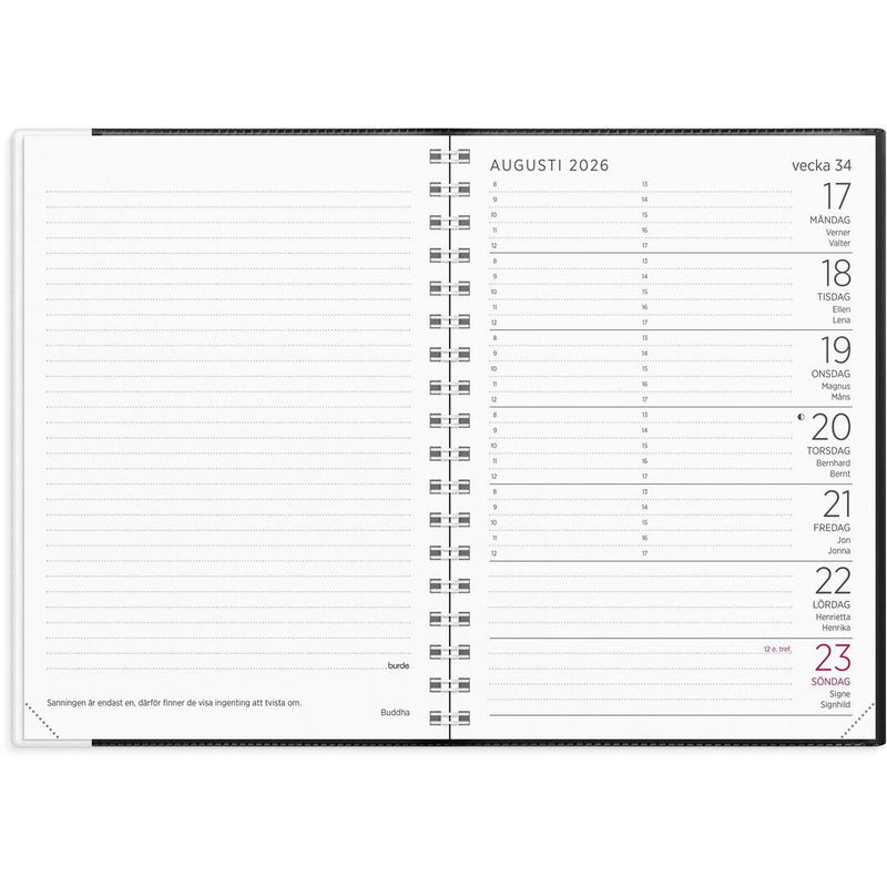 Liten Veckokalender 2026 svart