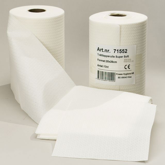 Tvättlapp Abena Airlaid Rulle 1-lg Vit 20x26cm, 12 st/bal