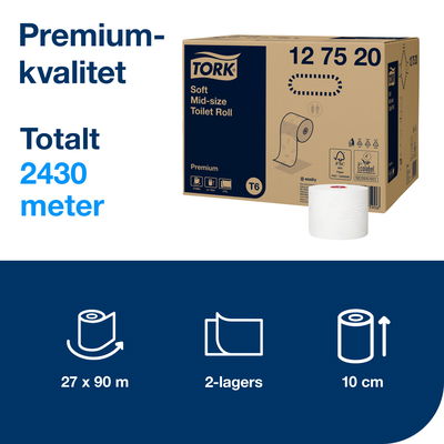 Toalettpapper TORK Premium T6 90m, 27 rl/krt Toalettpapper TORK Premium T6 90m, 27 rl/krt