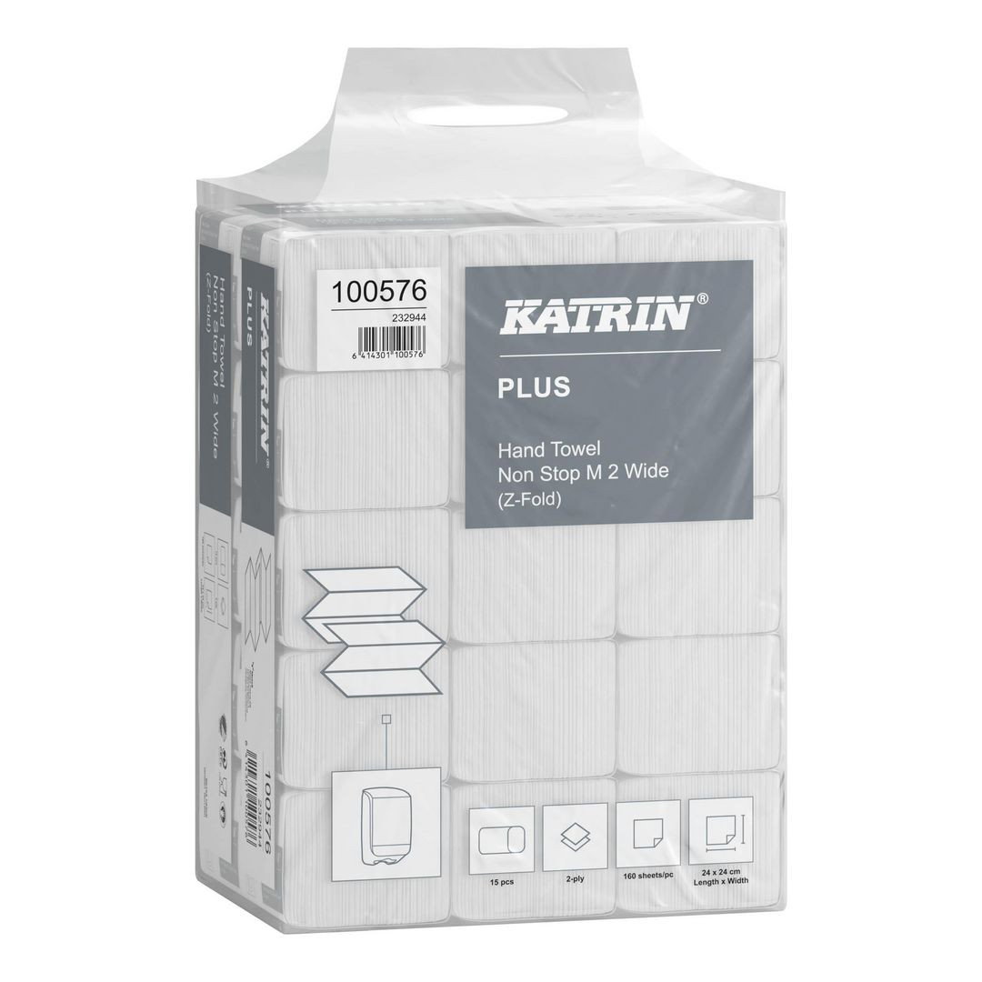 Pappershandduk Katrin Z-Vikt M Plus 2-lg 240x240mm, 2400/fp