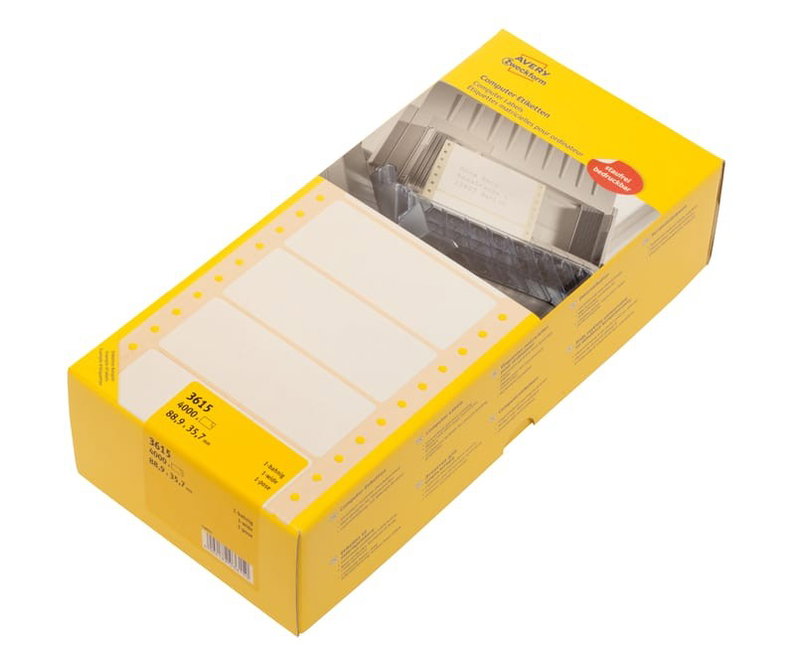Dataetikett Avery Dot Matrix 1 bana 88,9x35,7mm, 4000 st/fp