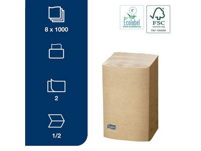 Servett TORK Pre N4 2-lag natur 1000/fp