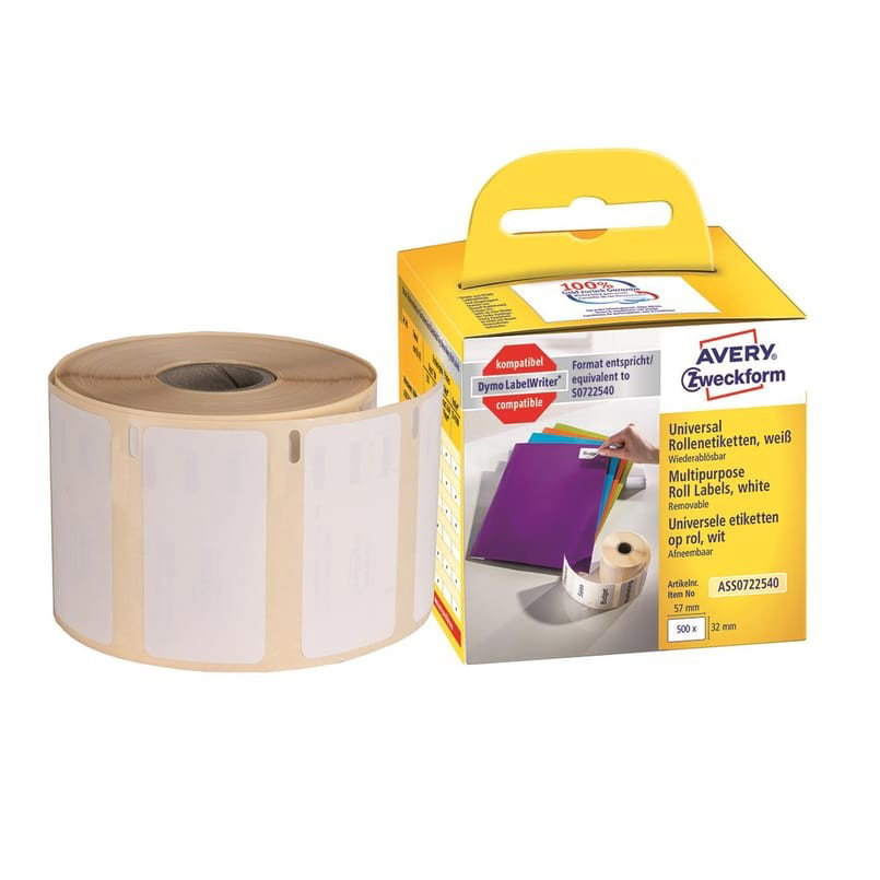 Etikett Avery Avtagbara universaletiketter Vit 32x57mm, 1000 st/fp