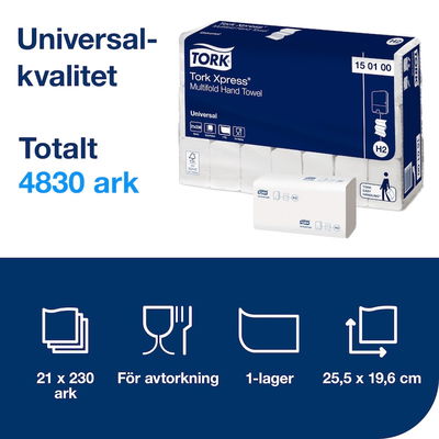 Pappershandduk TORK Universal H2 Xpress 1-lag, 4830/fp