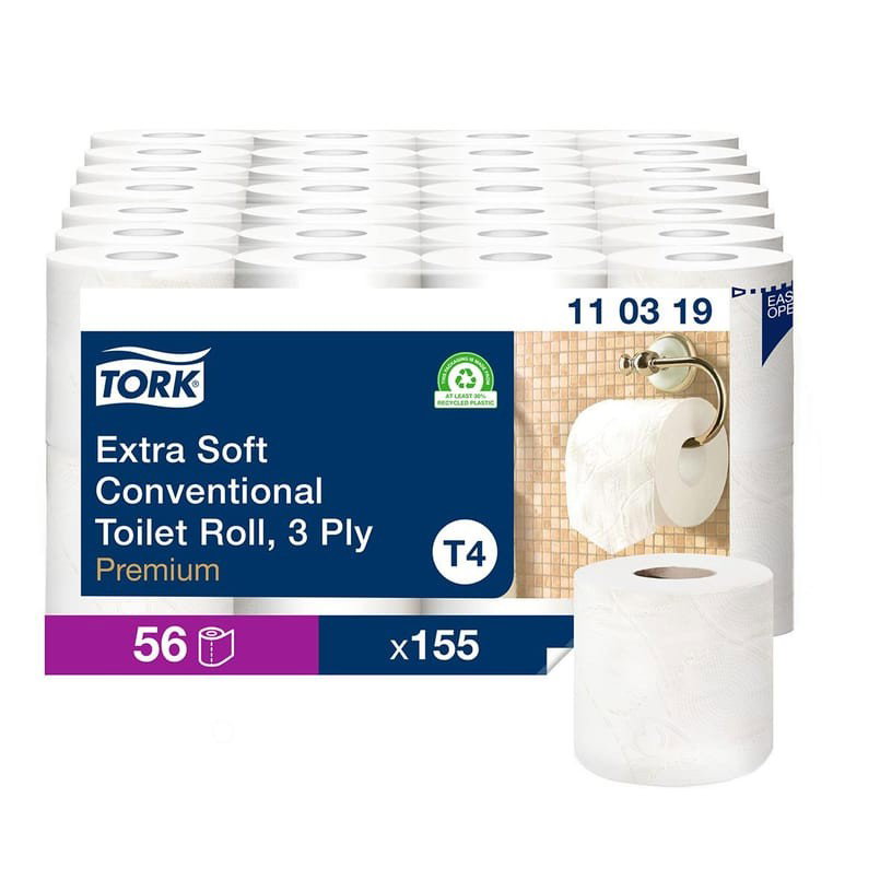 Toalettpapper Tork T4 Premium E-soft 3-lag Vit, 19m, 56/fp
