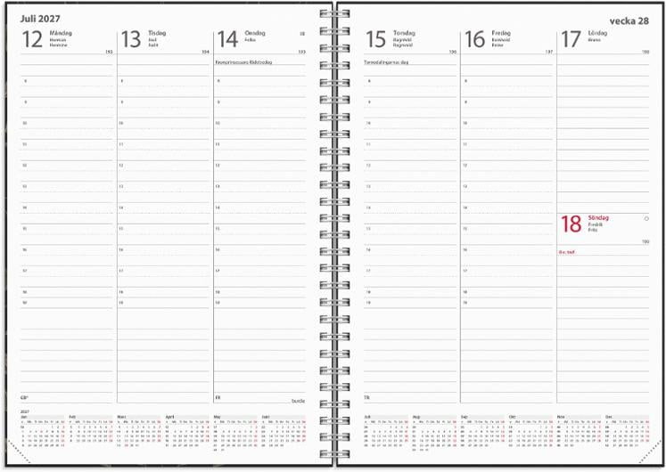 Almanacka Burde 5170 Weekly ECO Line 2027 Svart A5