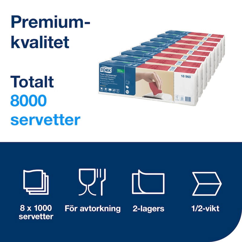 Dispenserservett Tork N4 2-lag Bordeaux 16,5x21,3cm, 1000/fp