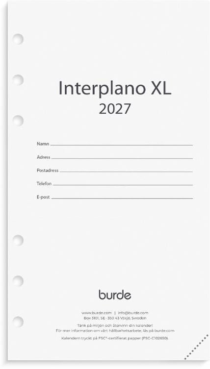 Almanacka Burde 4603 Regent Kalendersats Interpl XL 2027
