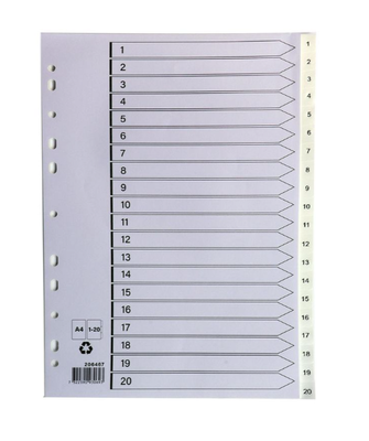 Plastregister A4 1-20 vit