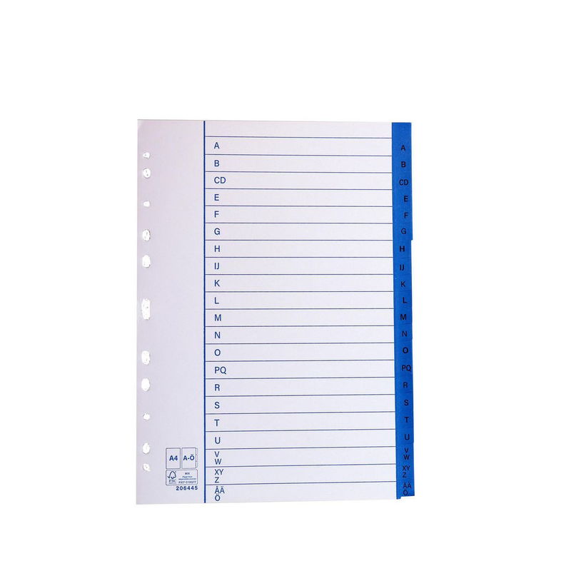 Pärmregister papper A-Ö A4, 10 st/fp