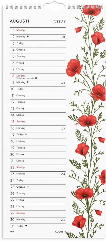 Väggkalender Burde 1779 Lilla Blomsterkalendern 2027