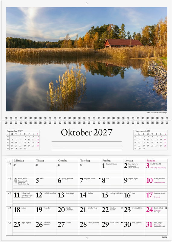 Väggkalender Burde 1720 Väggficka 2027