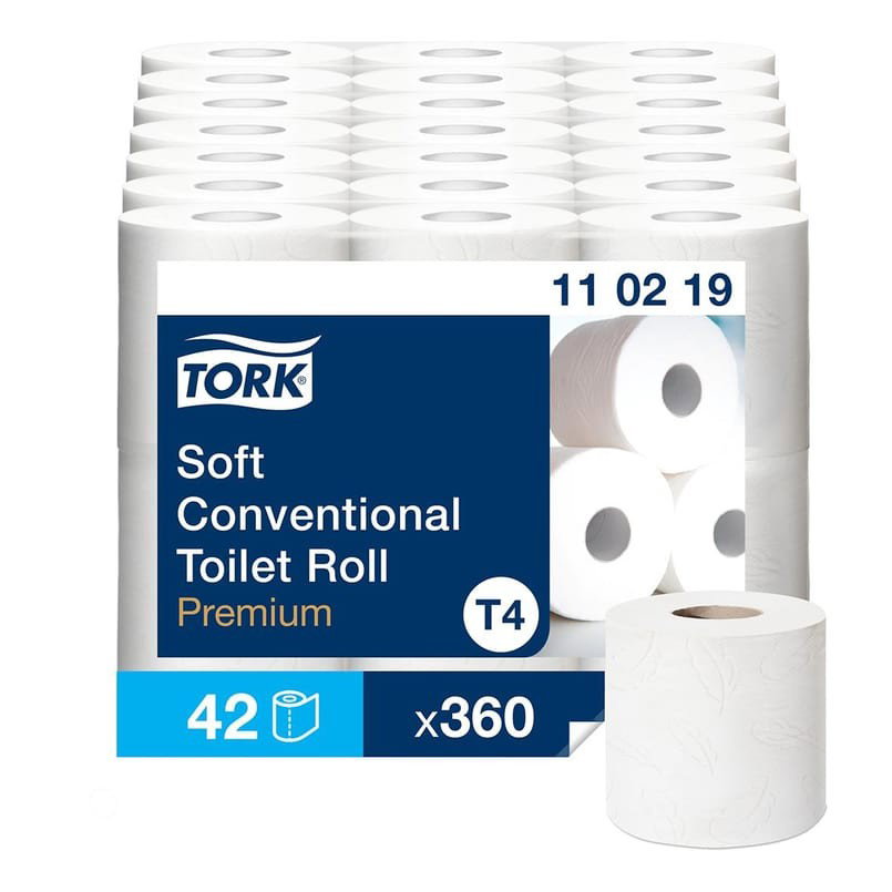 Toalettpapper TORK T4 Premium 2-lag vit 50,4m, 42/fp