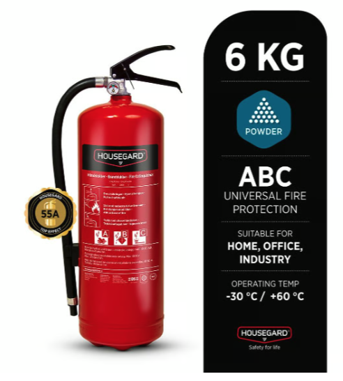 Brandsläckare Housegard Pulver 55a Röd 6kg
