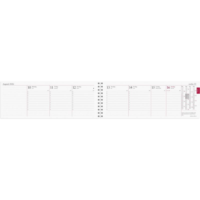Stor Plankalender 2026 spiralbunden