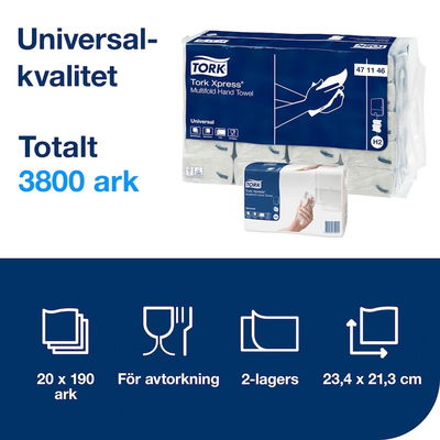 Pappershandduk Tork Xpress® Multifold H2, 3800/FP
