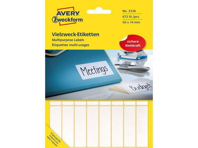 Etikett AVERY manuell 14x50mm vit 672/fp