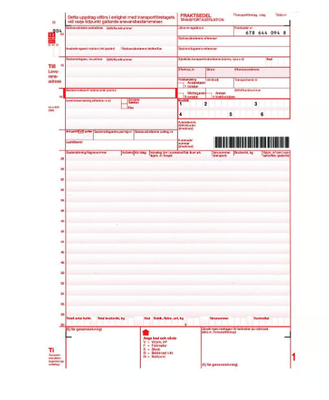 Fraktsedel 4-delad A 701 100/fp