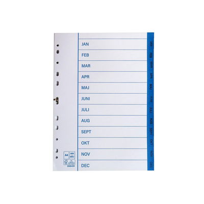 Pärmregister papper Jan-Dec A4, 10 st/fp