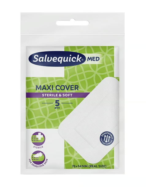 Plåster Salvequick Maxi Cover 76x54mm, 5/fp
